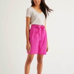 BODEN High Wasted Pink Paper Bag Tencel Shorts